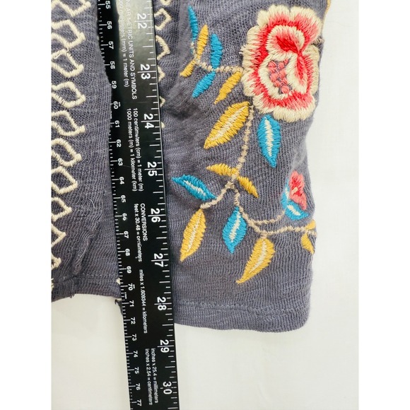 Caite Jacket Women Embroidered Boho Open Front Pocket Floral Cotton Cottage Sz S - Picture 9 of 12